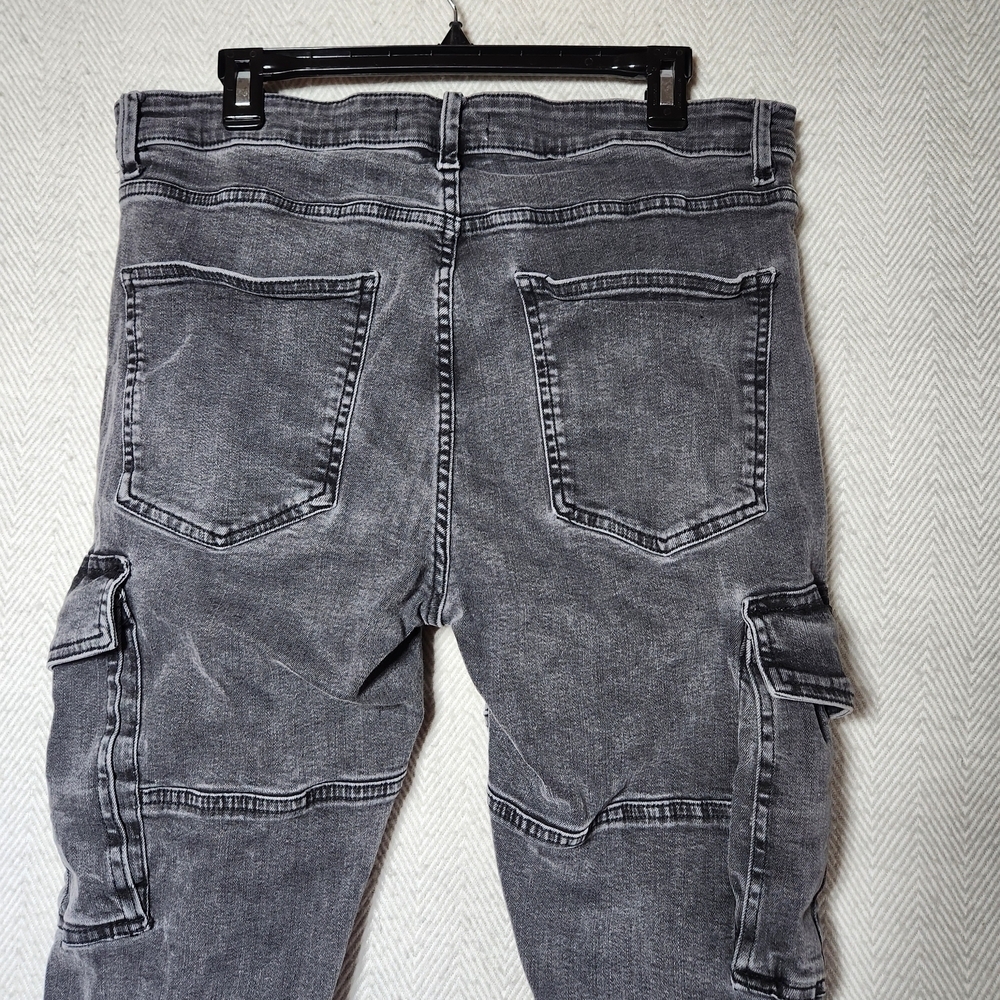 Zara Womens 36 Distressed Black/Gray Cargo Jeans Ankle Zip - Picture 9 of 9